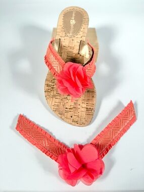 Lindsay Phillips SwitchFlops Coral Gold Chevron Interchangeable Straps Sz M